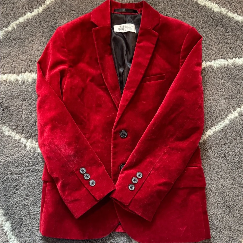 H&M Red Velvet Jacket Blazer Kids 5/6